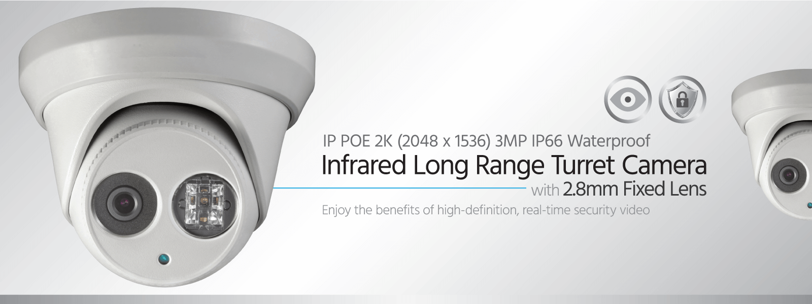 IP PoE 2K (2048 x 1536) 3MP IP66 Waterproof Infrared Long Range Turret