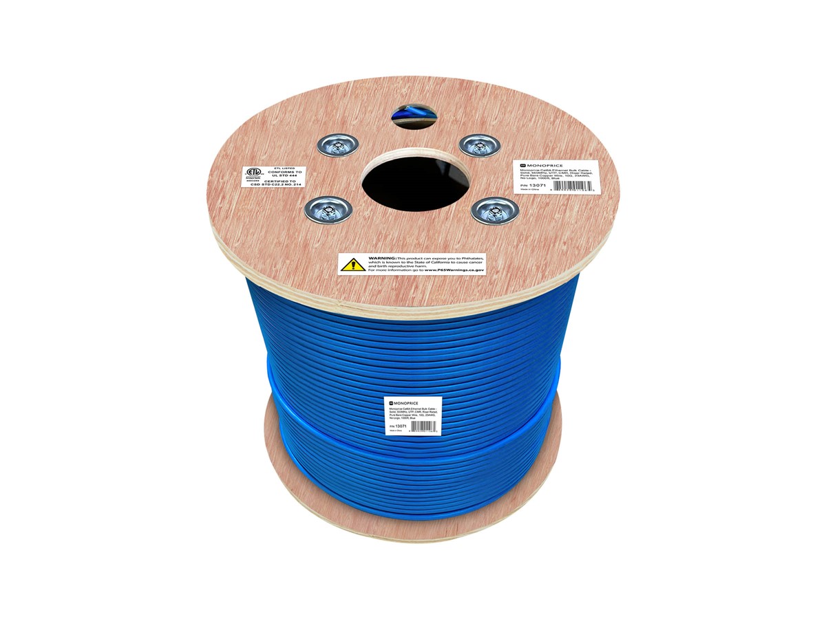 Monoprice 1000ft Cat6A Ethernet Cable, UTP, 23AWG, 10G, Pure