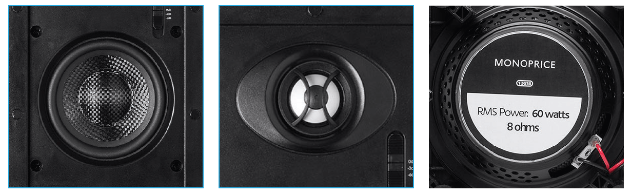 Monoprice Alpha In-Wall Speakers 6.5in Carbon Fiber 2-way (pair