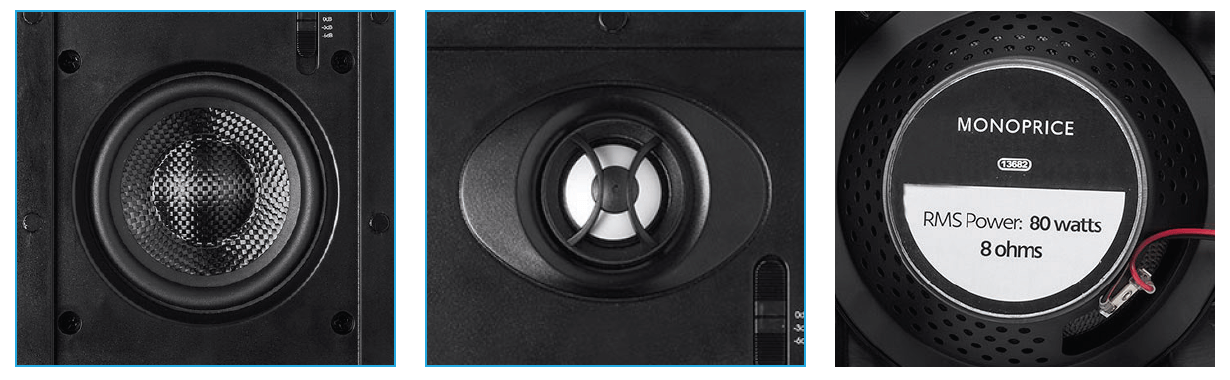 Monoprice Alpha In-Wall Speakers 8in Carbon Fiber 2-way Monoprice Alpha In-Wall Speakers 8in Carbon Fiber 2-way