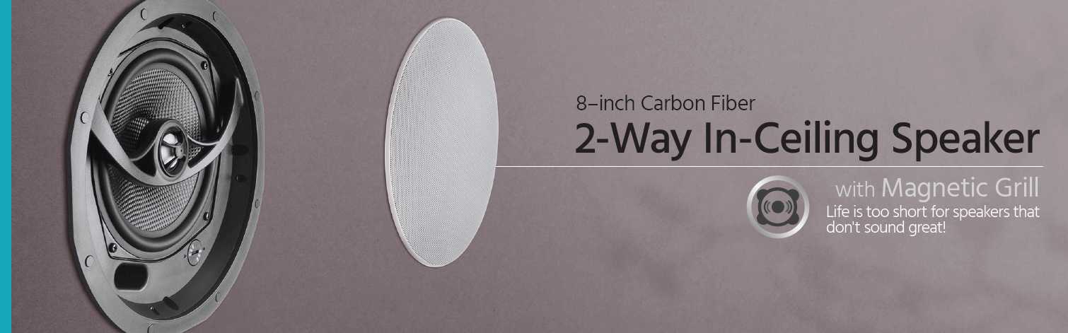 Monoprice Alpha Ceiling Speakers 8in Carbon Fiber 2-way (pair
