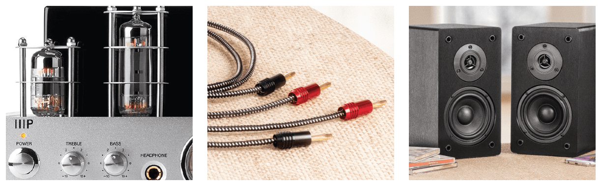 Stereo Hybrid Tube Amp with Select 4-inch Speakers