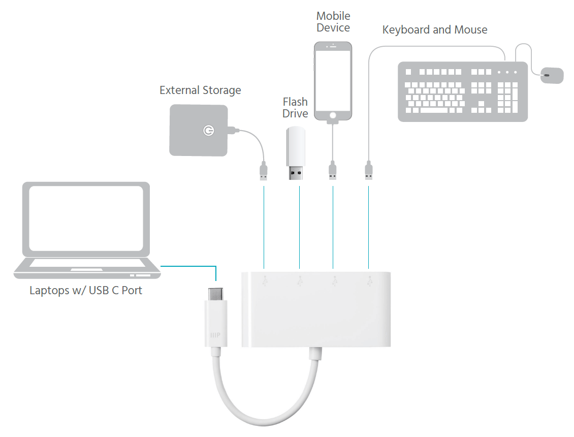 Connects Laptops to Multiple Devices