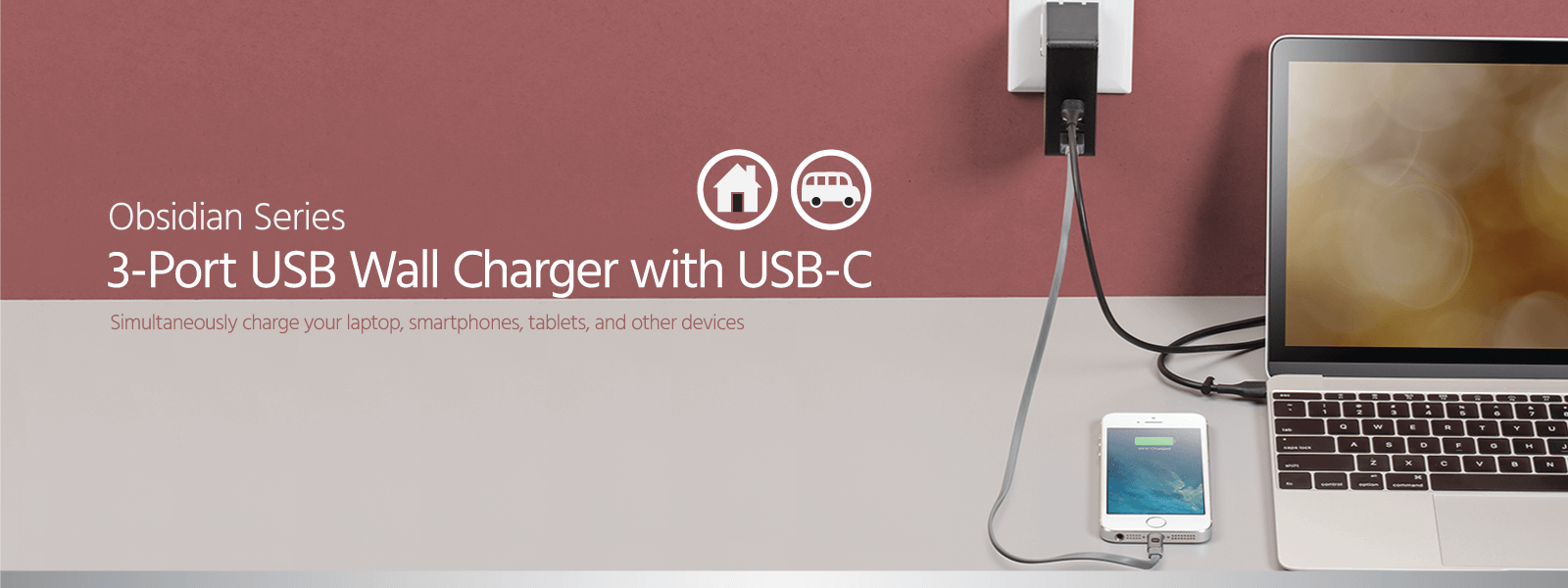 3-Port USB Wall Charger with USB-C