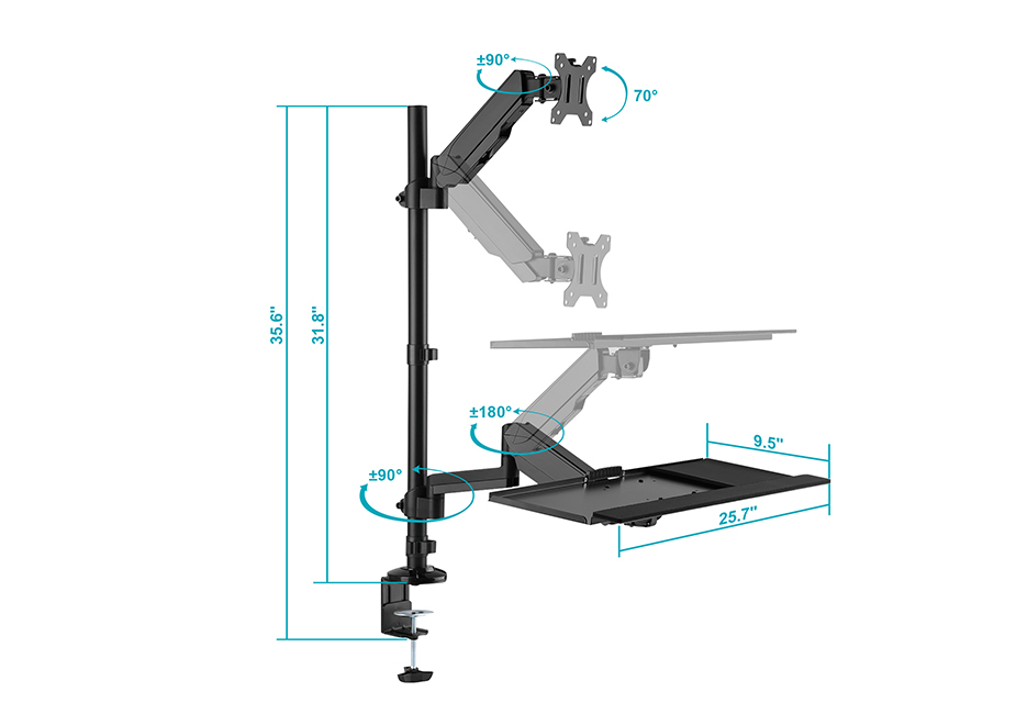 Mount Pro 3 Monitor Desk MOUNT PRO Triple Monitor Mount, 3 Monitor Desk ...