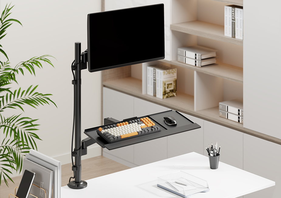Workstream by Monoprice Sit-Stand Single Monitor and Keyboard Desk
