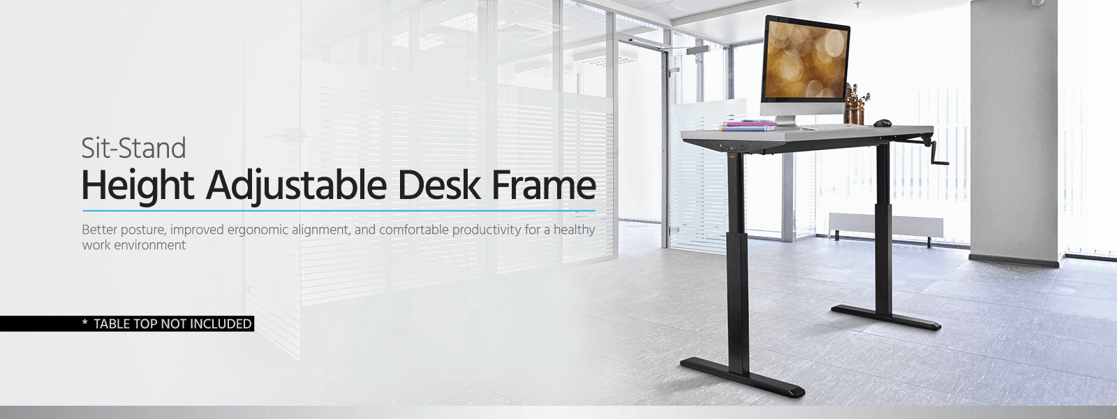 Monoprice Sit-Stand Height Adjustable Table Desk Frame Workstation