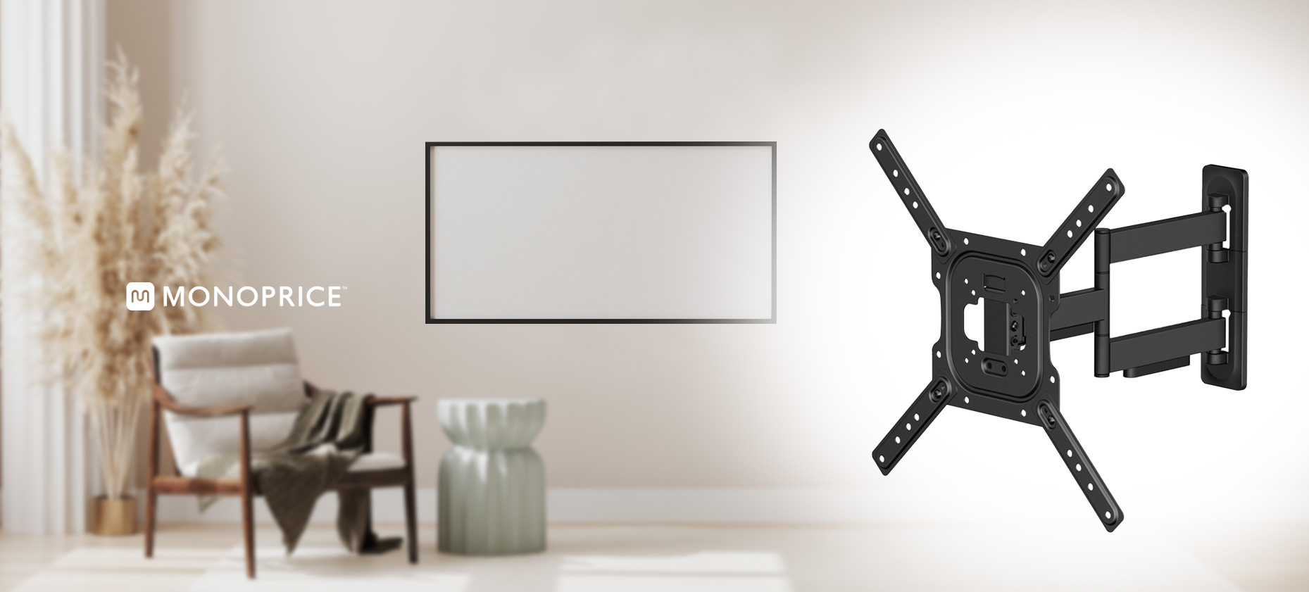 Monoprice Full Motion Single-Stud TV Wall Mount Bracket For 23"
