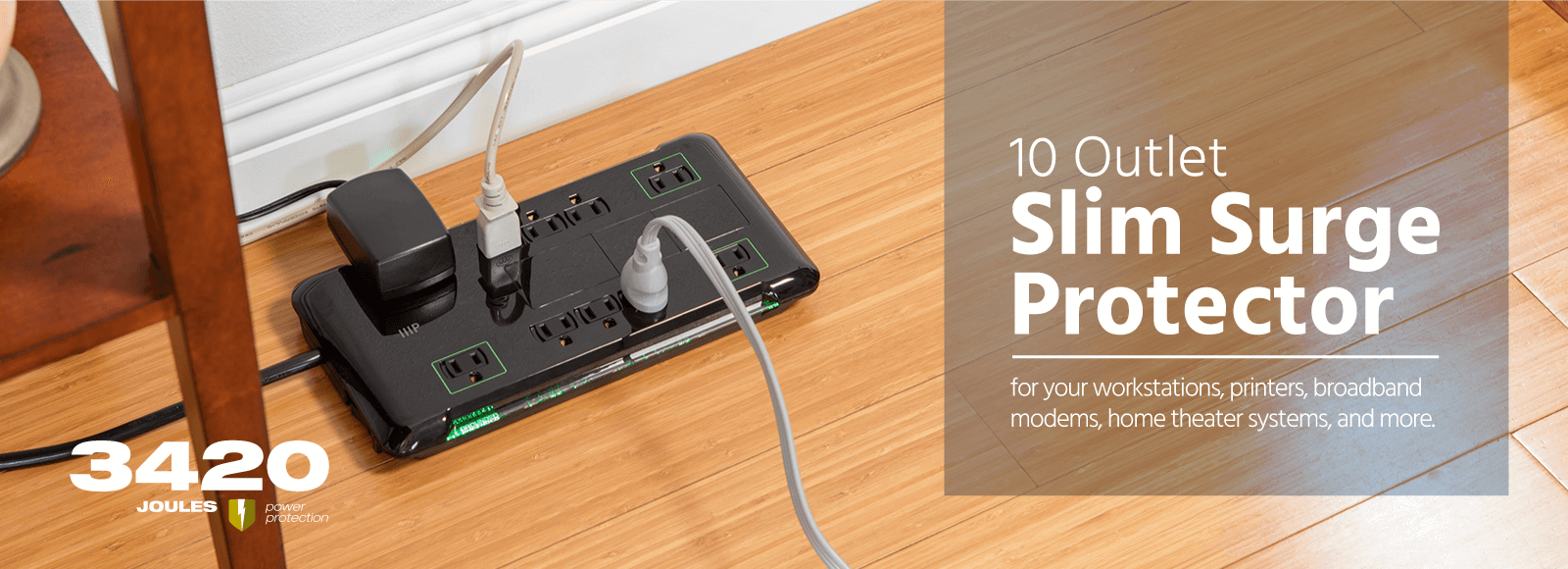 10 Outlet Slim Surge Protector