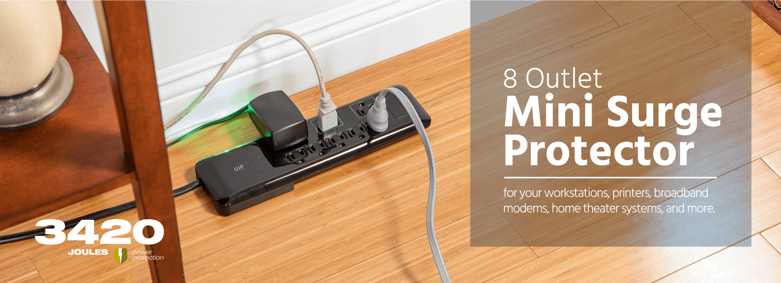 Monoprice 12 Outlet Slim Surge Protector 10ft Cord, 4230 Joules, Clamping  Voltage 330V 