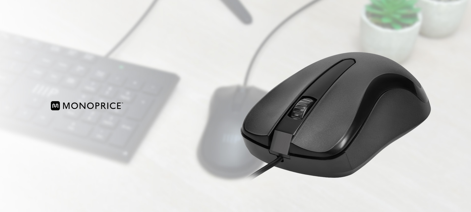 Monoprice Essential Wired USB Optical Mouse for Home and Office