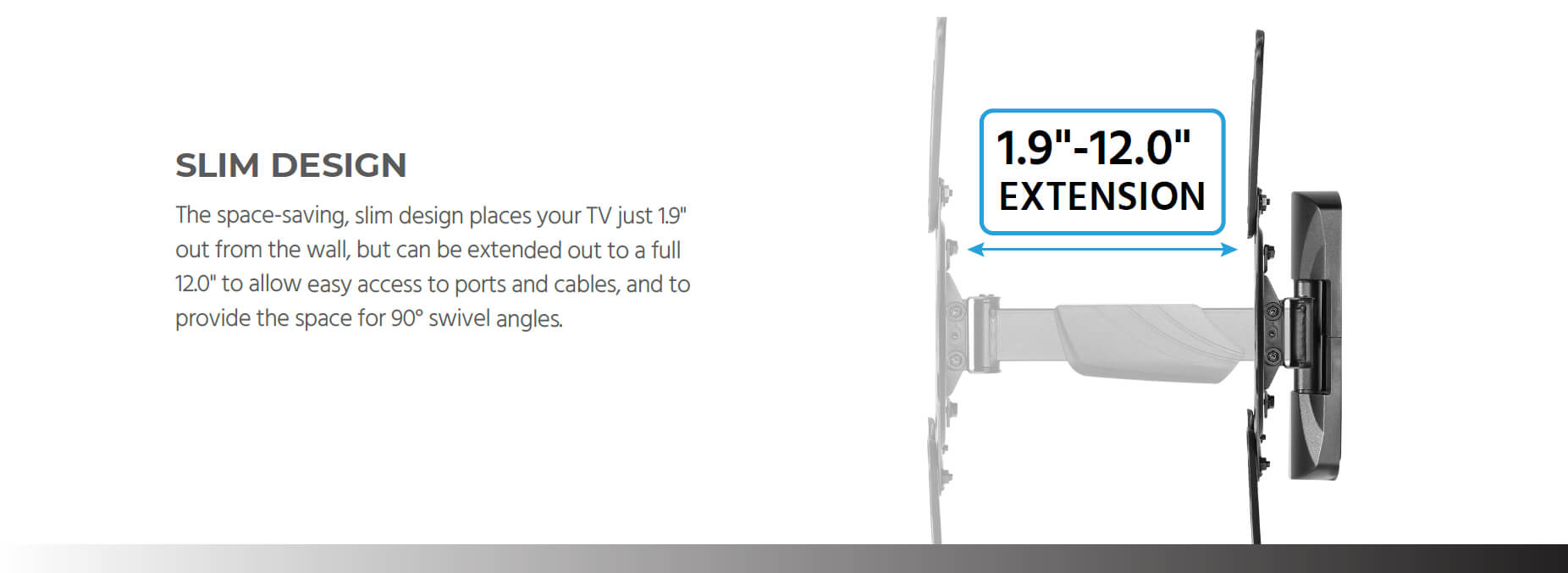 Monoprice Low Profile Full-Motion Articulating TV Wall Mount For TVs 23in  to 42in, for Samsung, Vizio, Sharp, LG, TCL, Max Weight 77 lbs, VESA 200x200