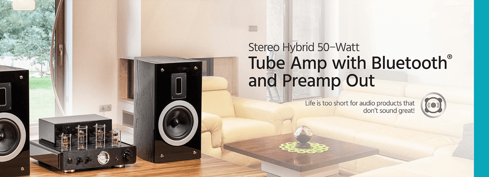 Compact Stereo Hybrid 50-Watt Tube Amp with Bluetooth