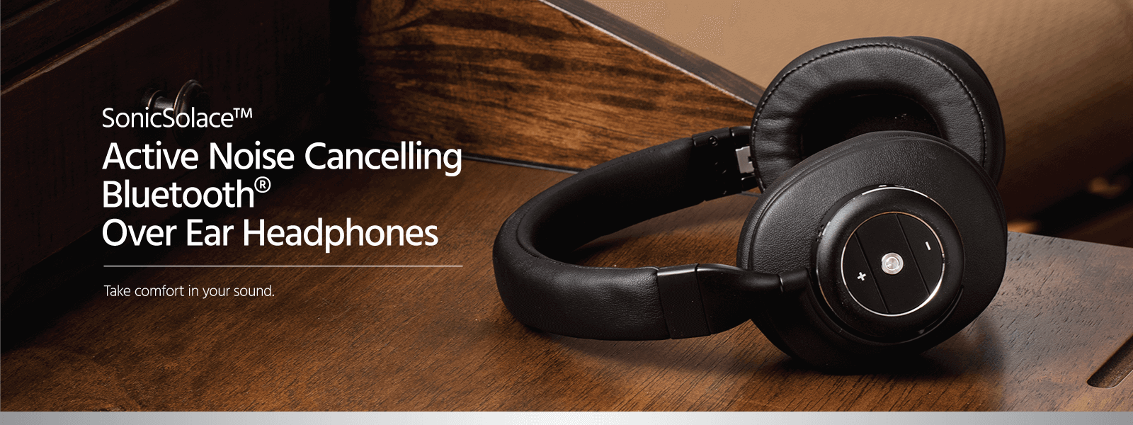 Monoprice SonicSolace Active Noise Cancelling Wireless Headphones Black Discoland.fi