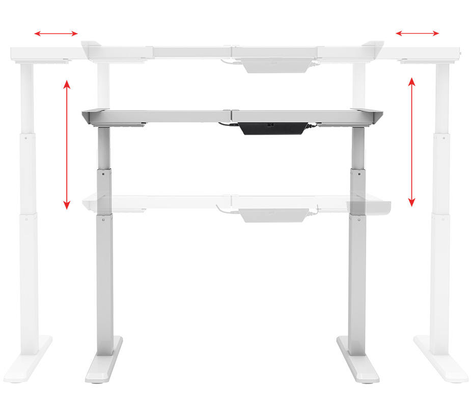 Monoprice Sit-Stand Dual-Motor Height Adjustable Table Desk Frame, Electric, White