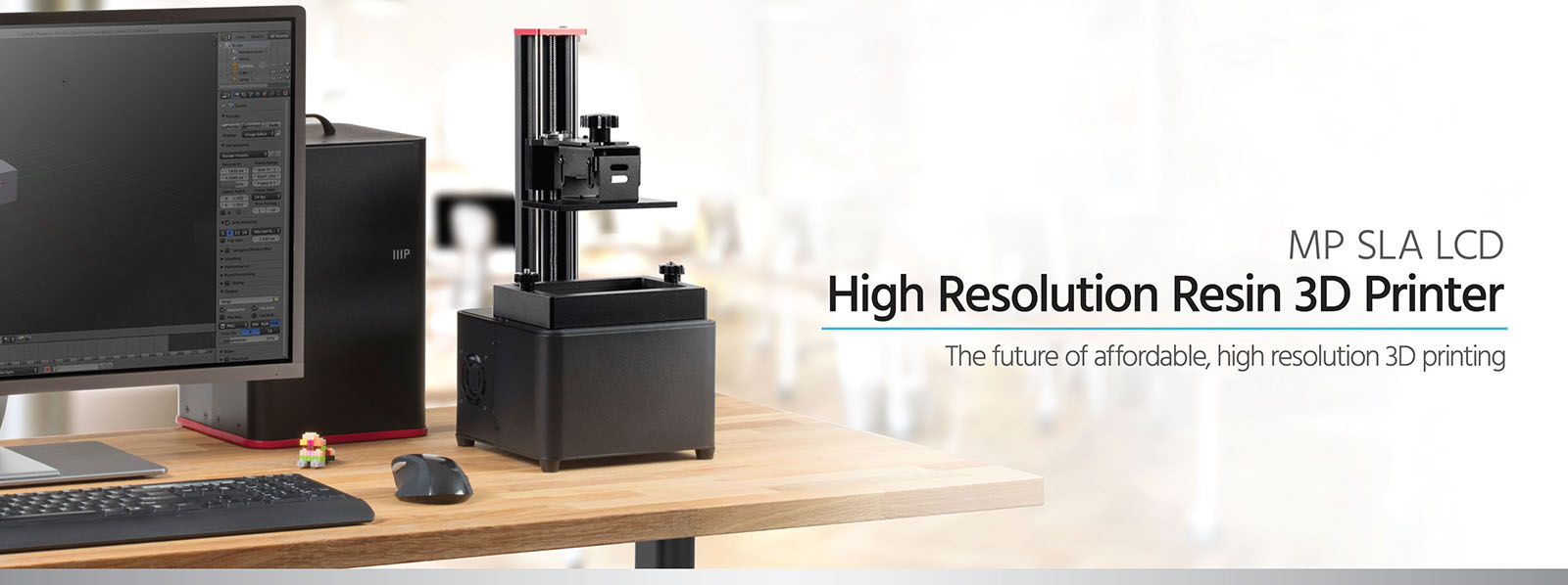 Monoprice MP Mini SLA LCD High Resolution Resin 3D Printer + 250ml Red Photopolymer Resin 