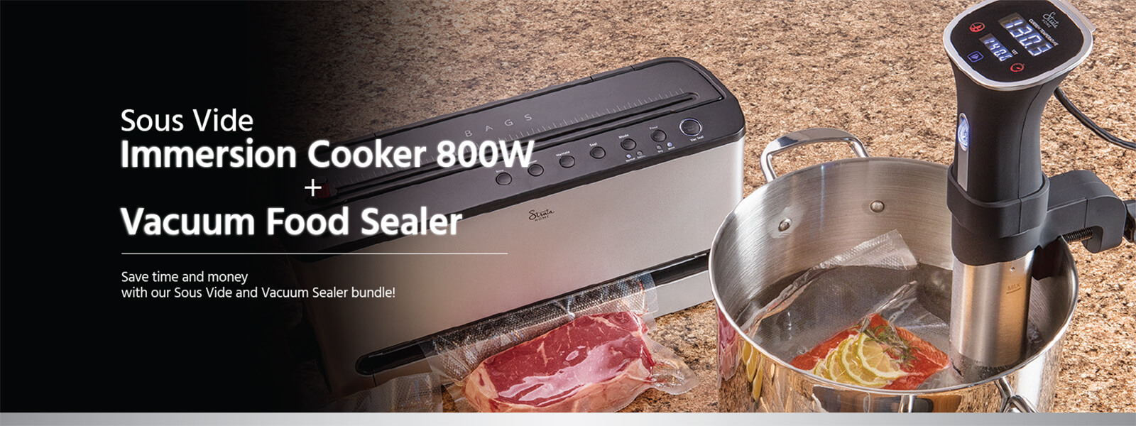 Sous Vide Cooker and Vacuum Food Sealer Bundle