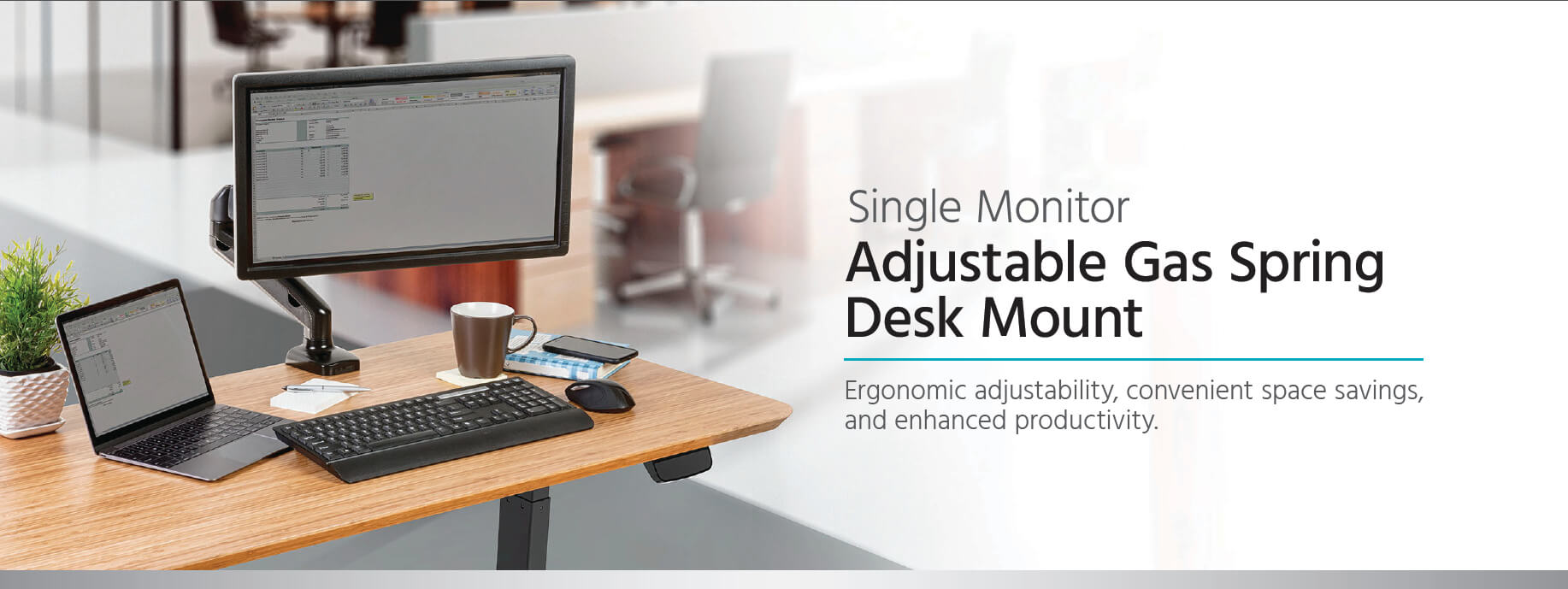 Single Monitor Adjustable Gas Spring Desk Mount