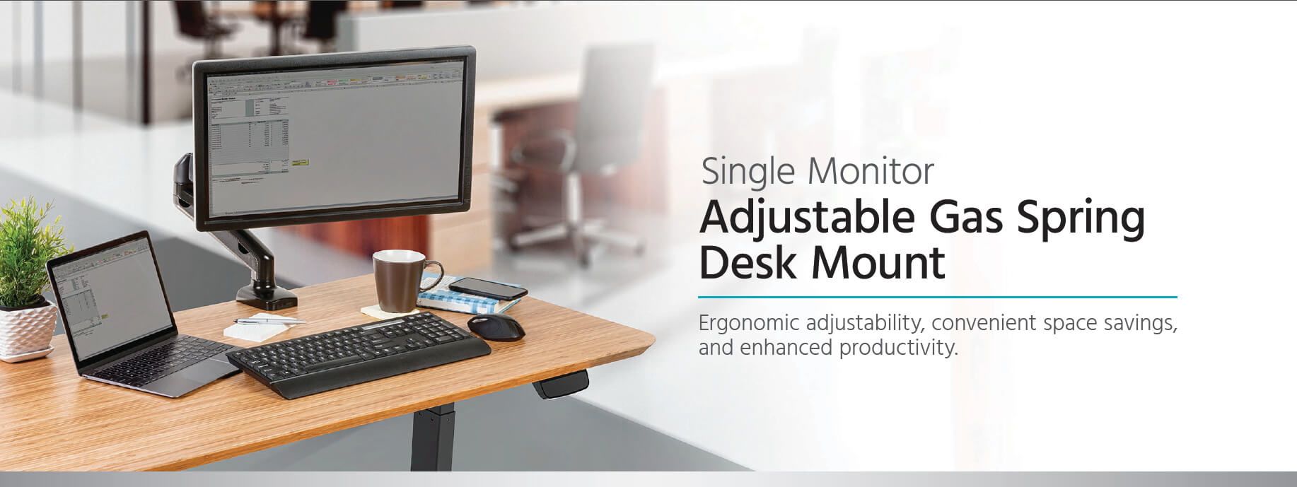 Workstream by Monoprice Single Monitor Adjustable Gas Spring Desk