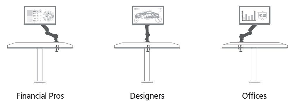 Single Monitor Adjustable Gas Spring Desk Mount