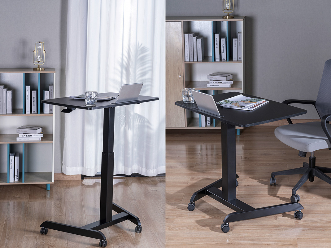 Monoprice Gas-Lift Height Adjustable Sit-Stand Mobile Rolling Workstation  Laptop and Computer Desk V2 