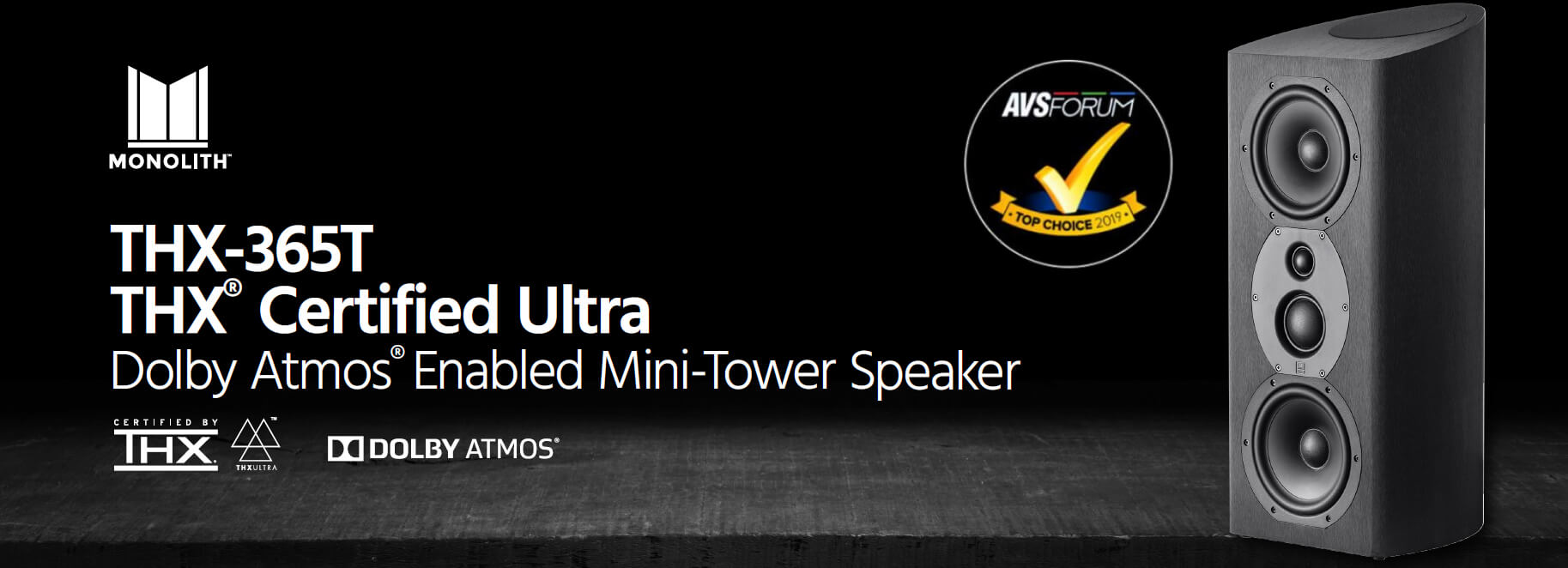 Monolith by Monoprice THX-365T THX Certified Ultra Dolby Atmos Enabled Mini-Tower Speaker (Each)