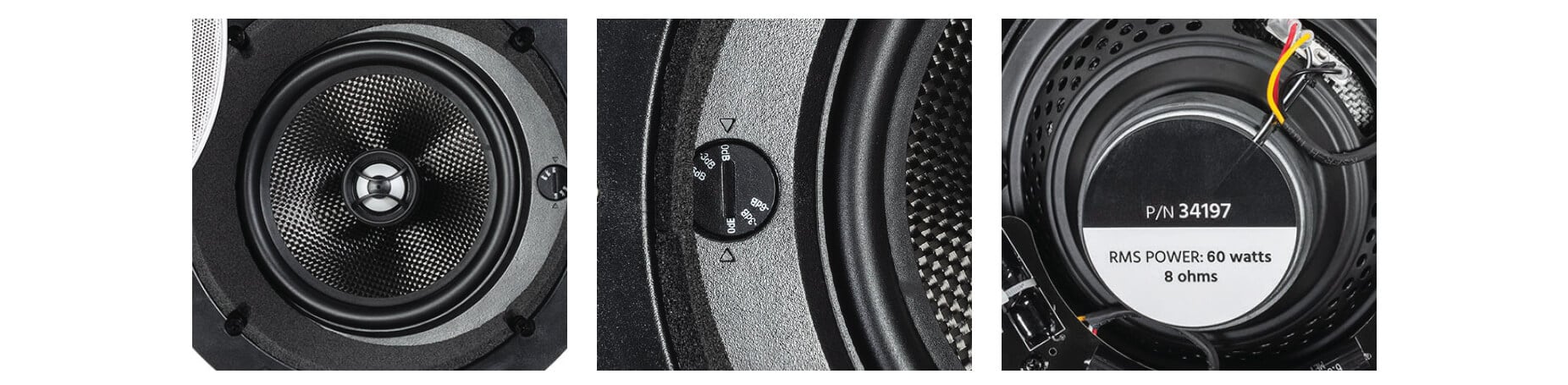 Monoprice Alpha In Ceiling Speakers 6 5in Carbon Fiber 2 Way With 15 Angled Drivers Pair Monoprice Com