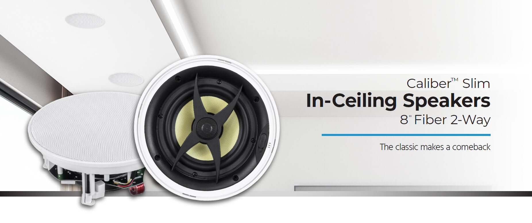 Monoprice Caliber Slim Bezel In-Ceiling Speakers, 8in Fiber Monoprice Caliber Slim Bezel In-Ceiling Speakers, 8in Fiber