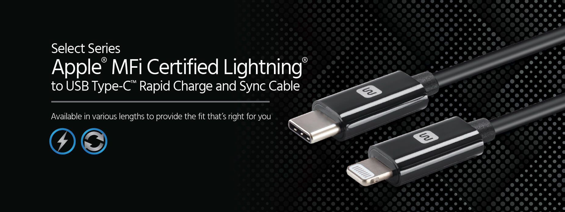 Câble GEEK MONKEY USB-C vers Lightning (Apple) - Charge rapide 3A