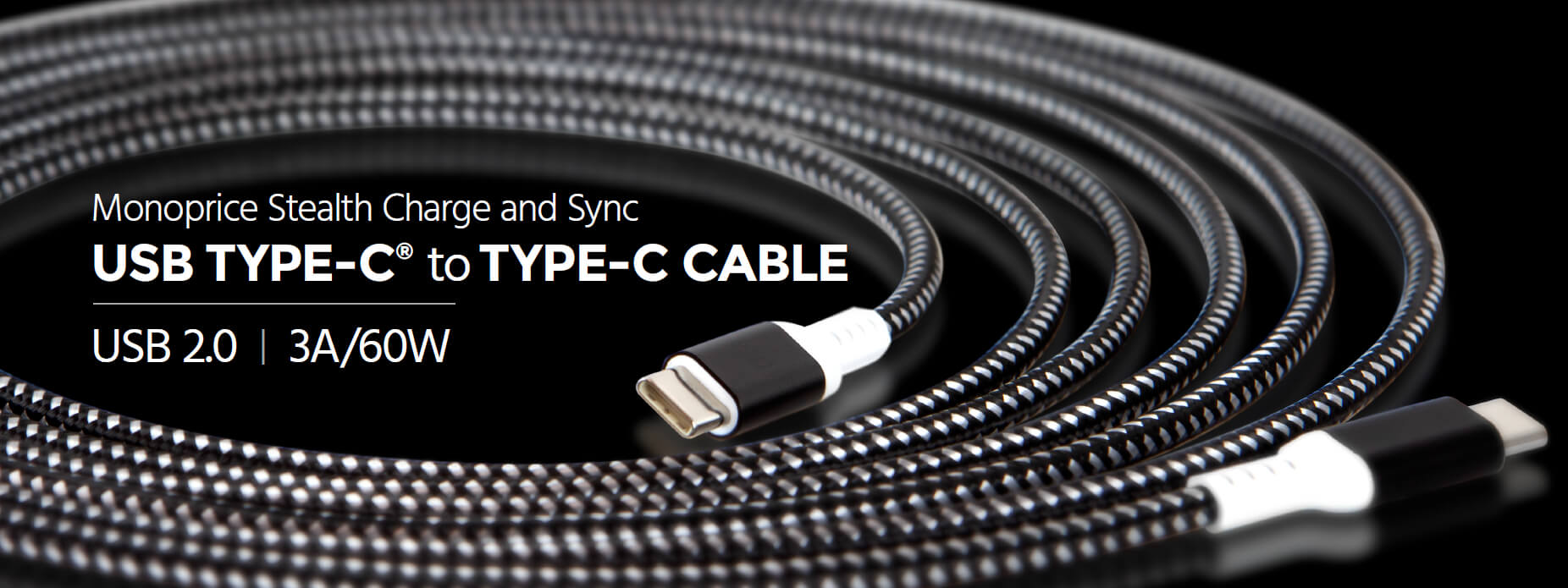 Monoprice Stealth Charge and Sync USB Type-C to Type- C Cable