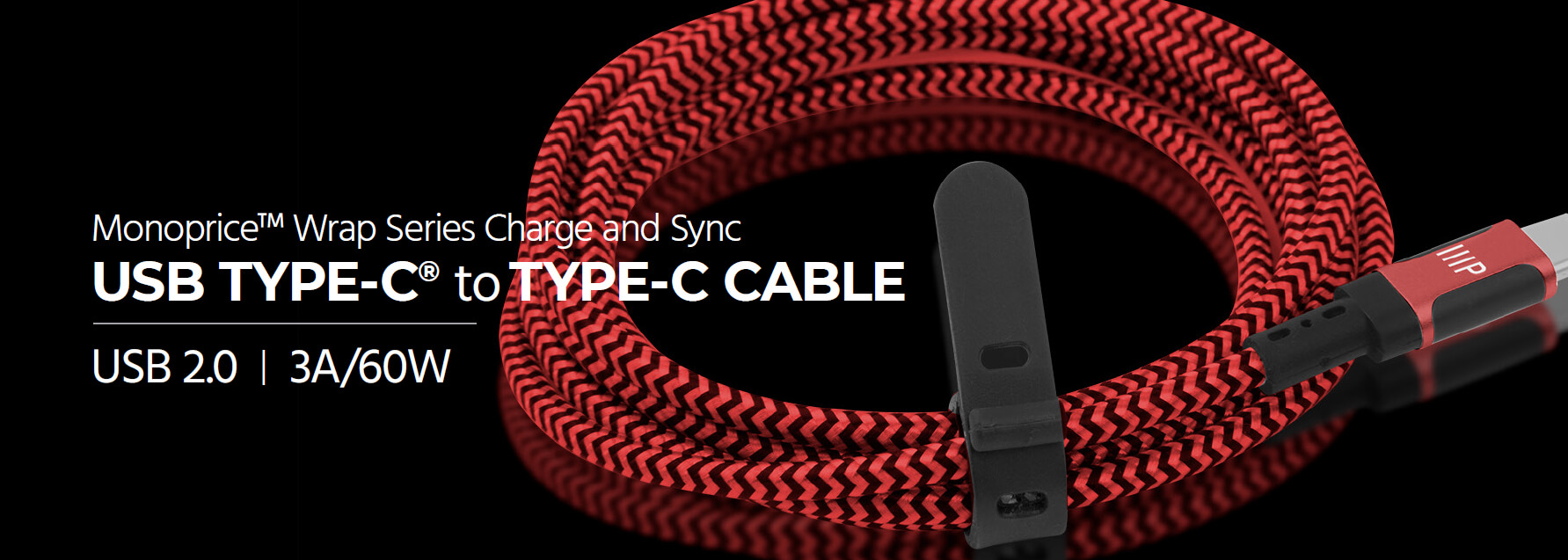 Monoprice Wrap Series Charge and Sync USB Type-C to Type-C Cable