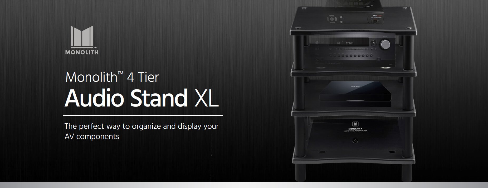 Black Monoprice Monolith 4 Tier Audio Stand XL