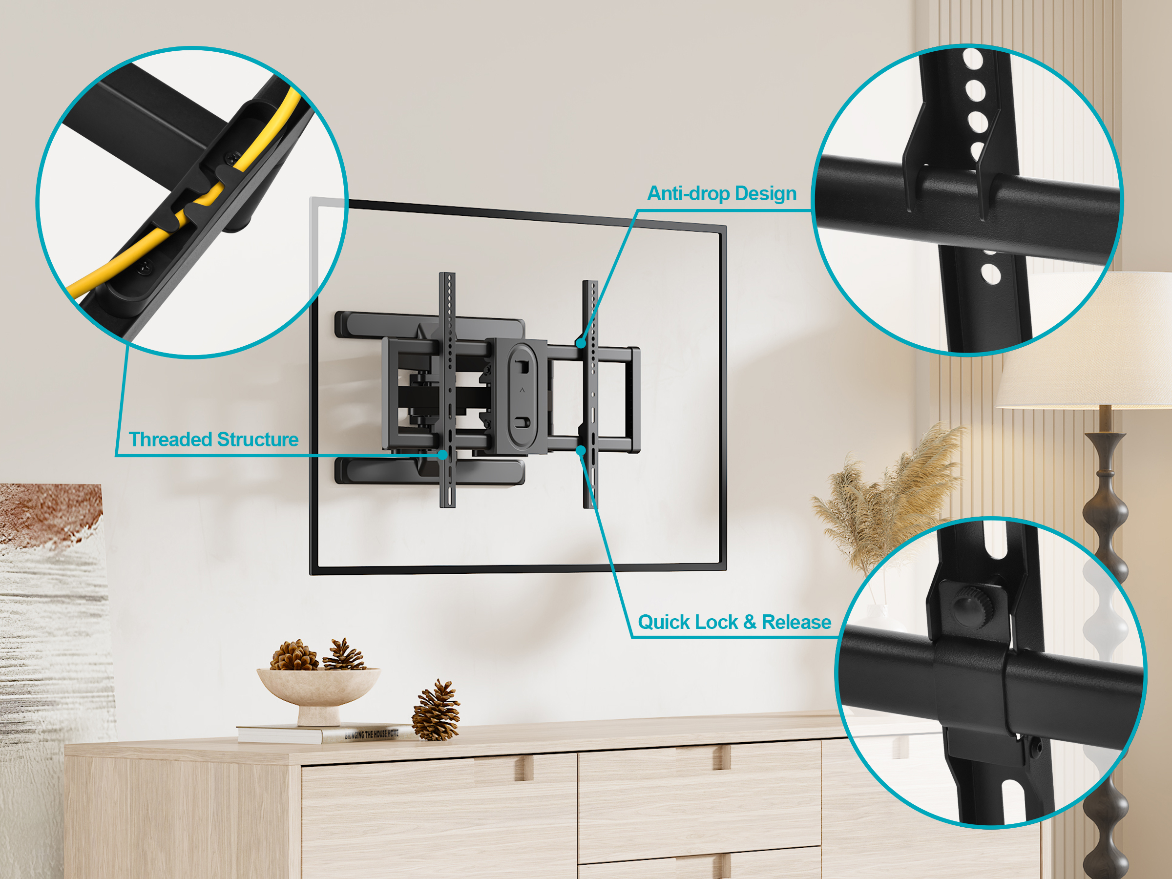 Monoprice Premium Full Motion TV Wall Mount Bracket For 42