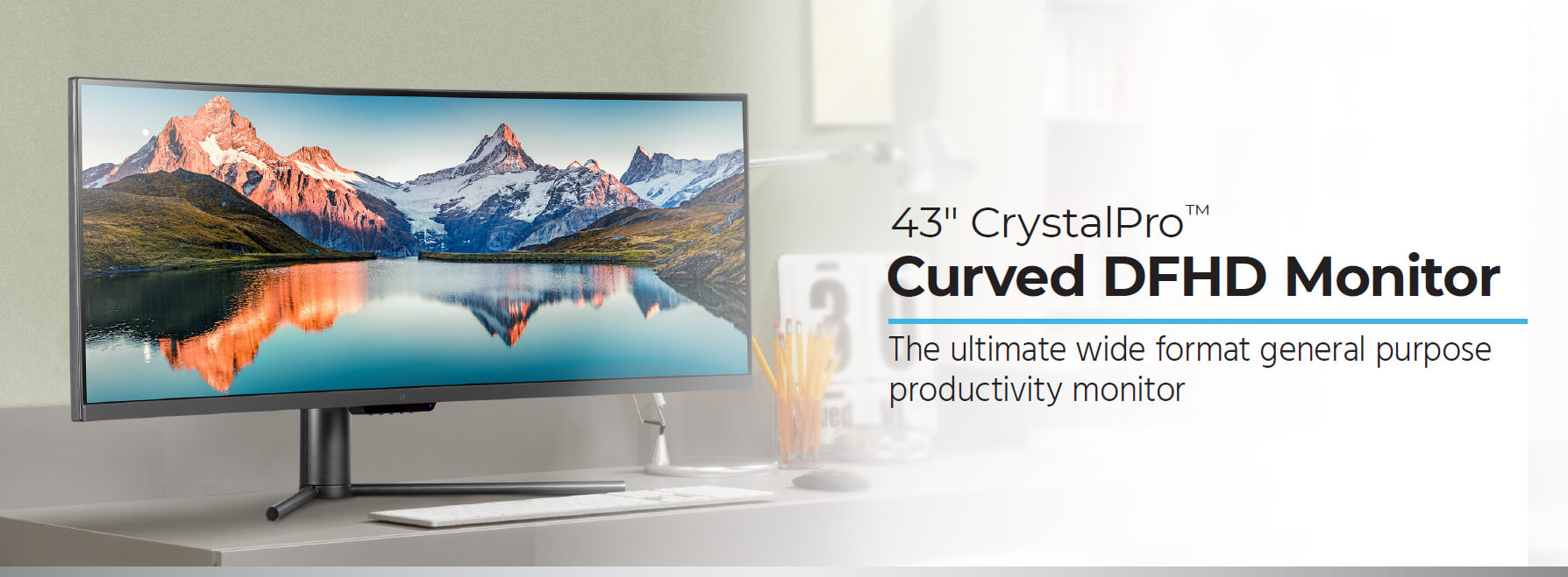 Monoprice 43in CrystalPro Curved Monitor - 1800R, DFHD, 120Hz, Display