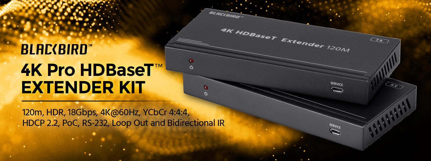 Monoprice Blackbird 4K HDBaseT Extender Kit, 120m, HDR, 18Gbps, 4K