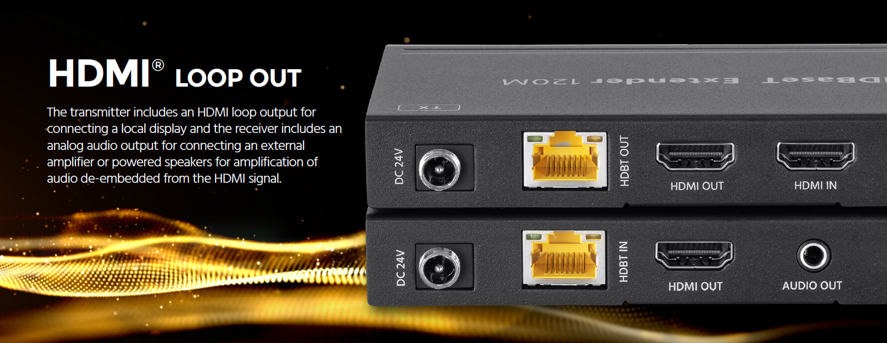 Monoprice 4K Pro HDBaseT Extender Kit - HDMI Over Cat6 Up To 70m With PoC & RS232