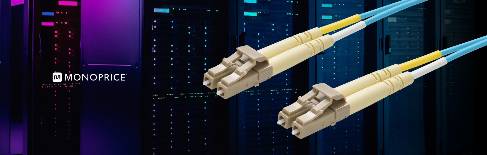 OM3 Fiber Optic Cable, LC/LC UPC, 10Gb, Duplex Multi-Mode 50/125 Type, UL, OFNR, Corning, Aqua