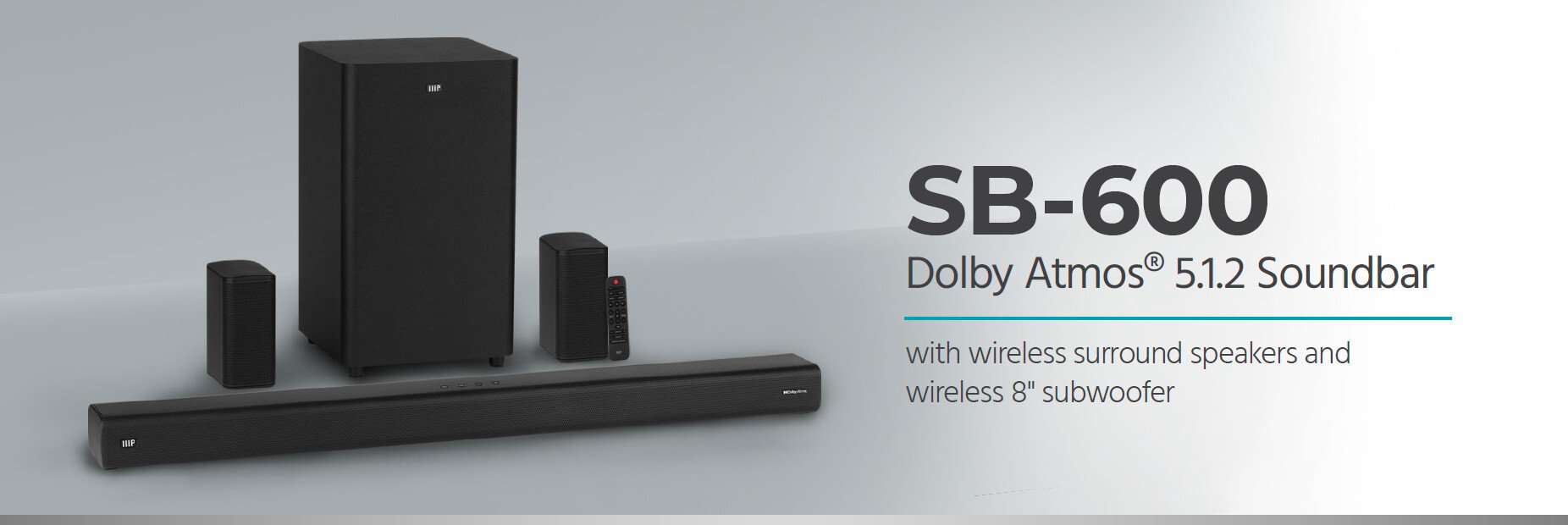 Monoprice SB-600 Dolby Atmos 5.1.2 Soundbar with Wireless 