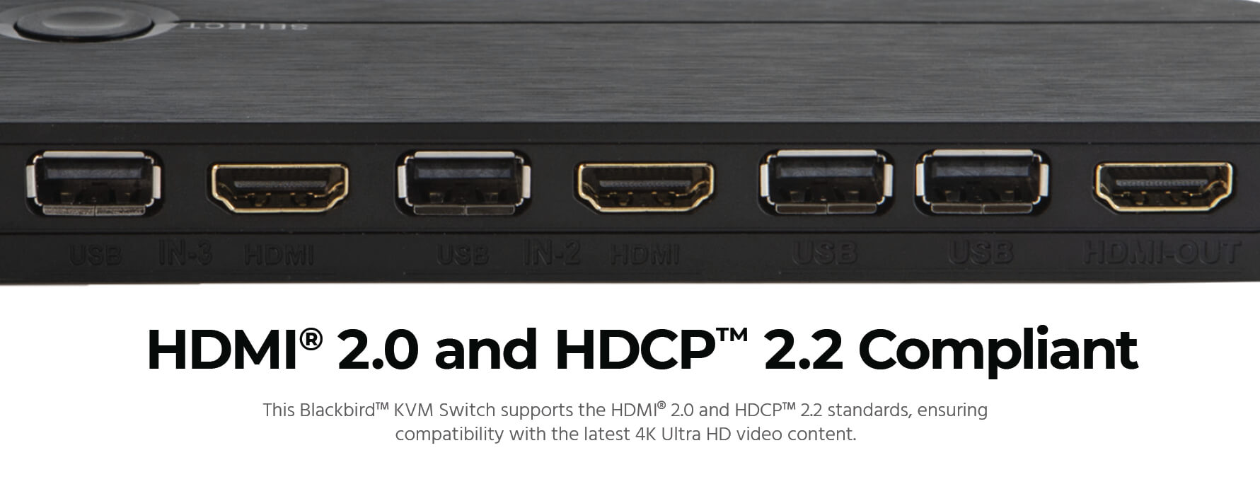 Blackbird 4K 3-Port USB-C and HDMI 2.0 KVM Switch, 4K@60Hz, 18Gbps 