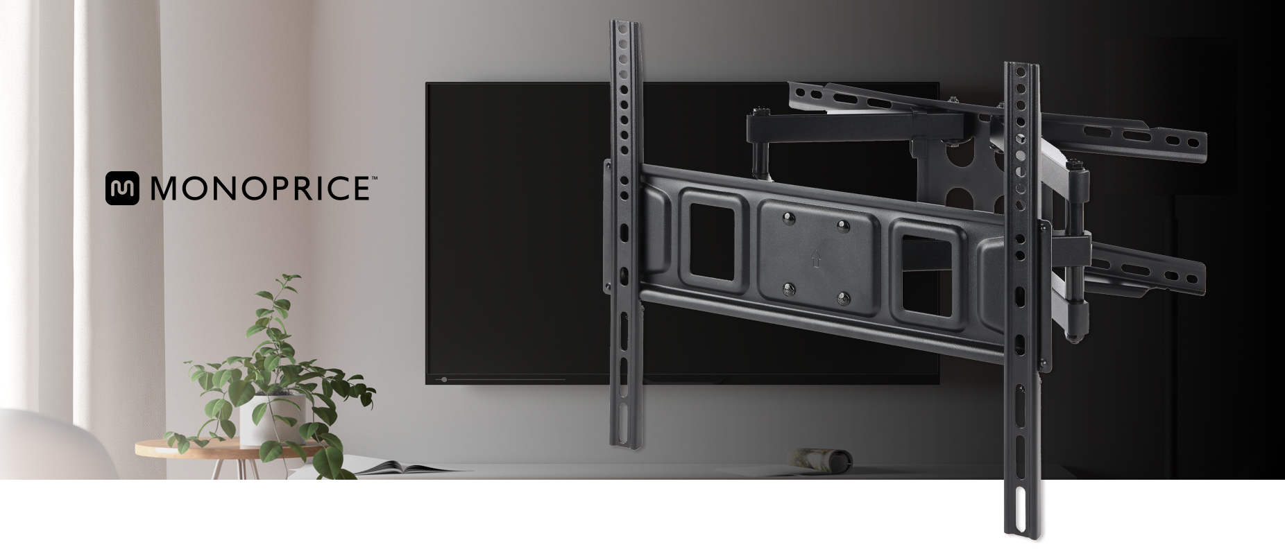Monoprice Commercial Full Motion TV Wall Mount Bracket Long Extension Range  to 3.9" For 13" To 27" TVs up to 33lbs, Max VESA 100x100, UL  Certified 