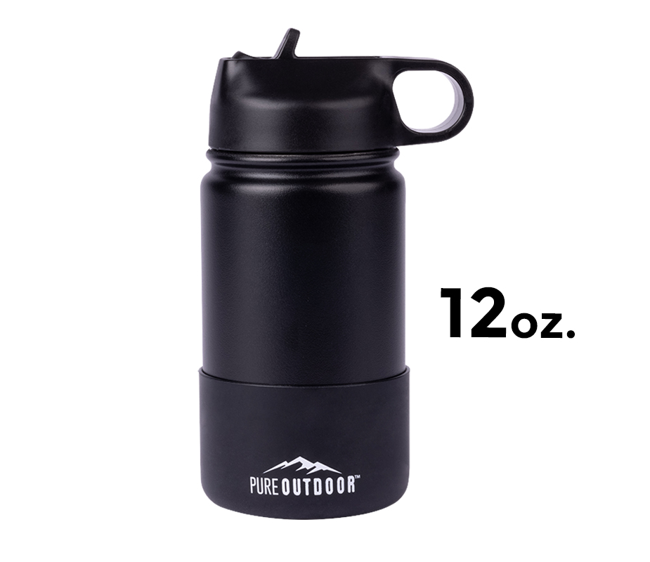2 Pack 34 oz Stainless Steel Vaccum Insulated Water Bottle 3 Lids, Straws,  Clip