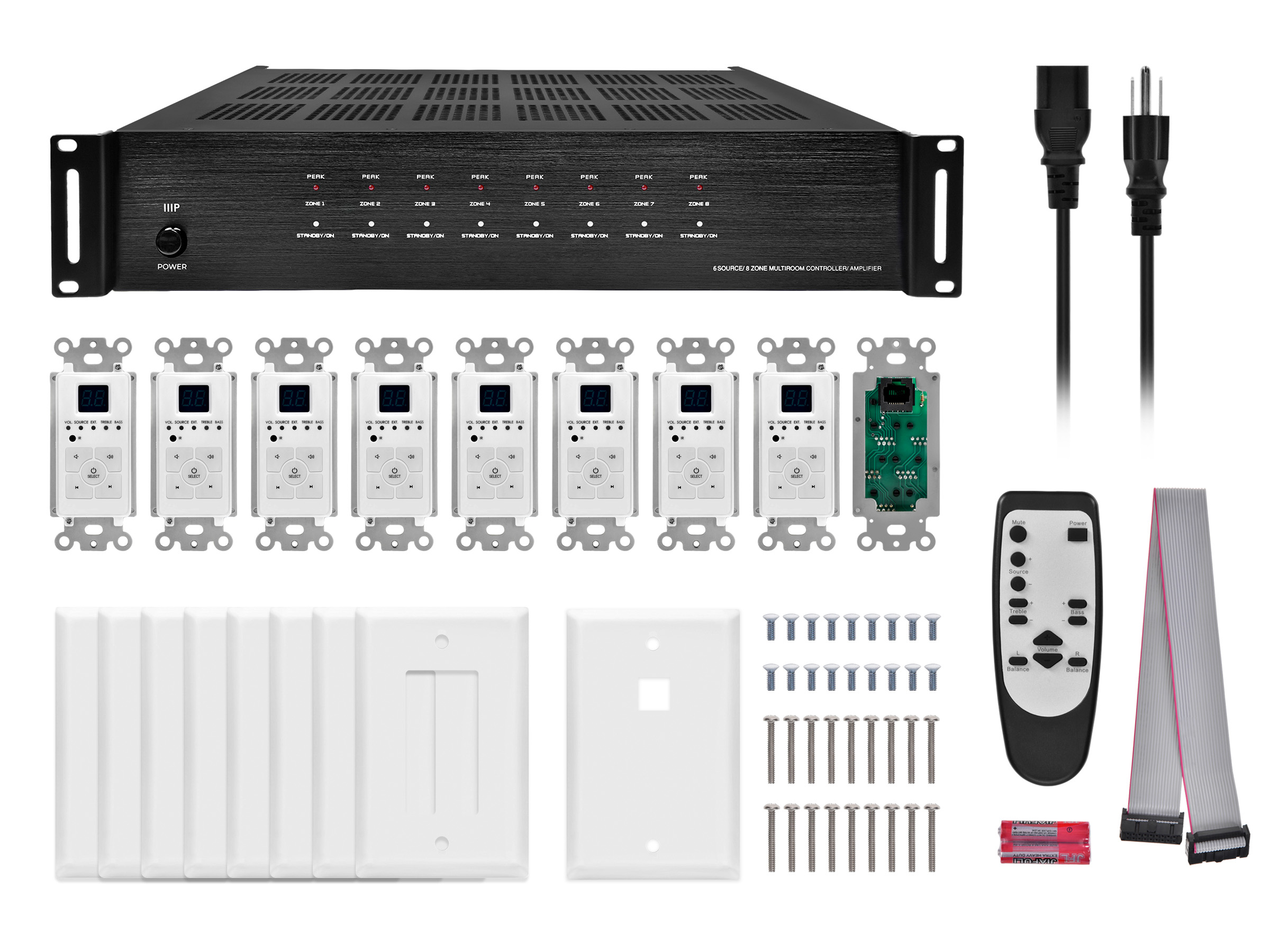 Monoprice 8-Zone Home Audio Multizone Controller and Amplifier Kit