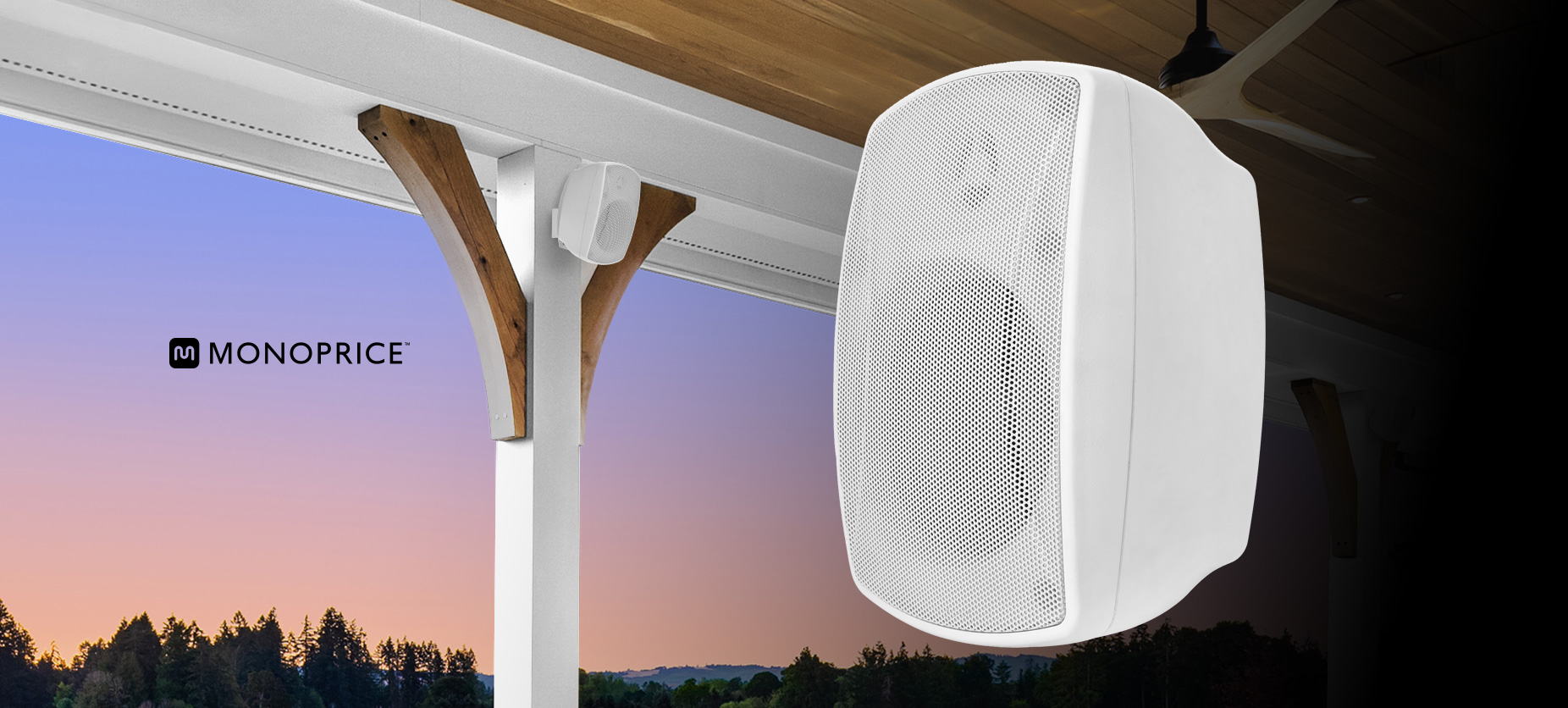 Monoprice WS-7B-42-W 4in. Weatherproof 2-Way 70V/8-ohm Indoor