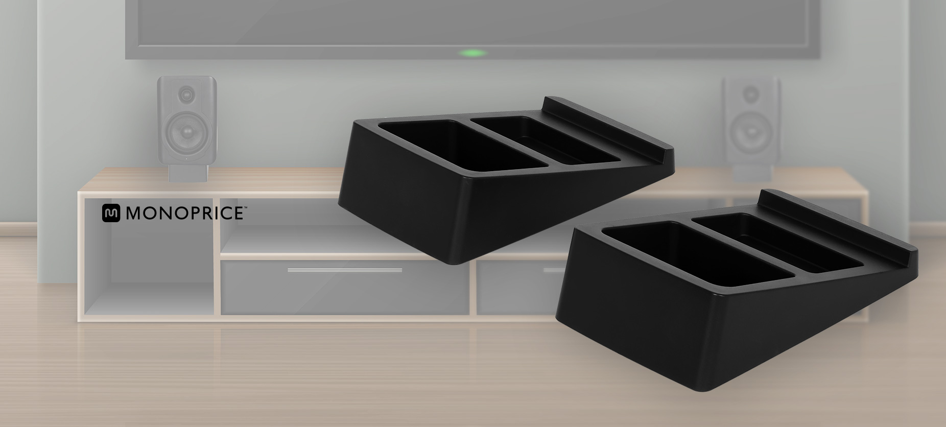 Monoprice Tilted Desktop Speaker Stands Wedge for Medium Sized