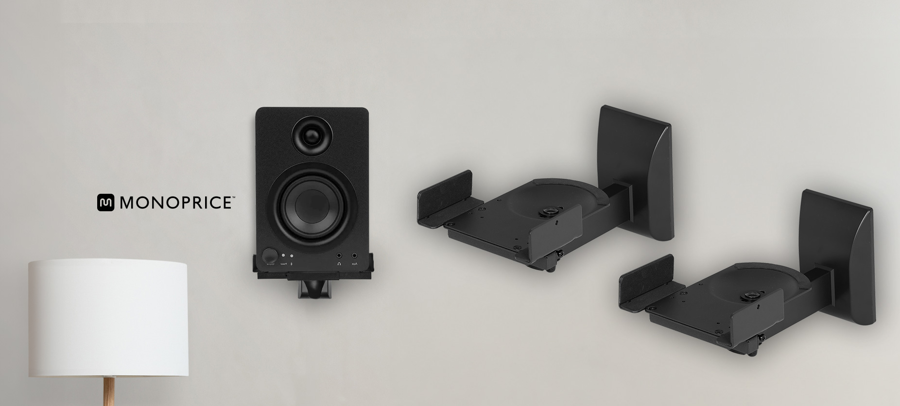 YaeCCC 2-Pack Bookshelf Speaker Wall Mounts - Adjustable, Swivel, Holds Up To 35kg (VESA 200x200 / 400x400)
