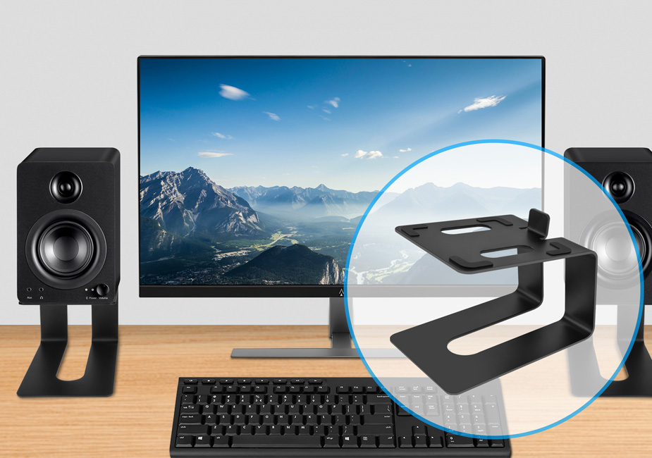 Kanto S6 Tilted Desktop Speaker Stands For Large Bookshelf Speakers & Full-Size 5"-7" Studio Monitors | Supports 20 Lbs | Damping Foam