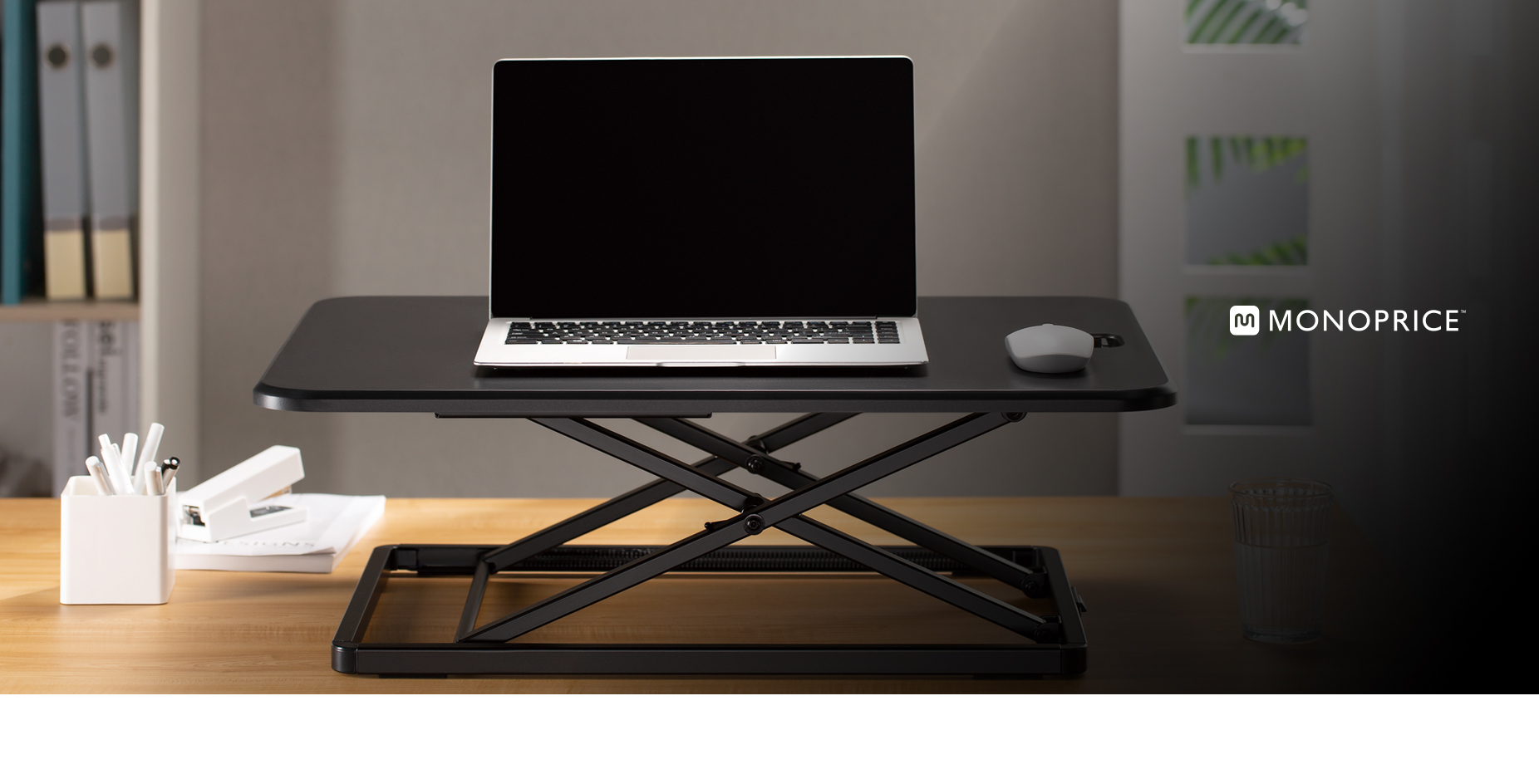 Monoprice Ultra-Slim Single Top Height Adjustable Compact Sit-Stand 26-Inch Desk  Converter Riser, Compact Sit Stand Desktop Converter for Monitor or Laptop,  Black - Monoprice.com