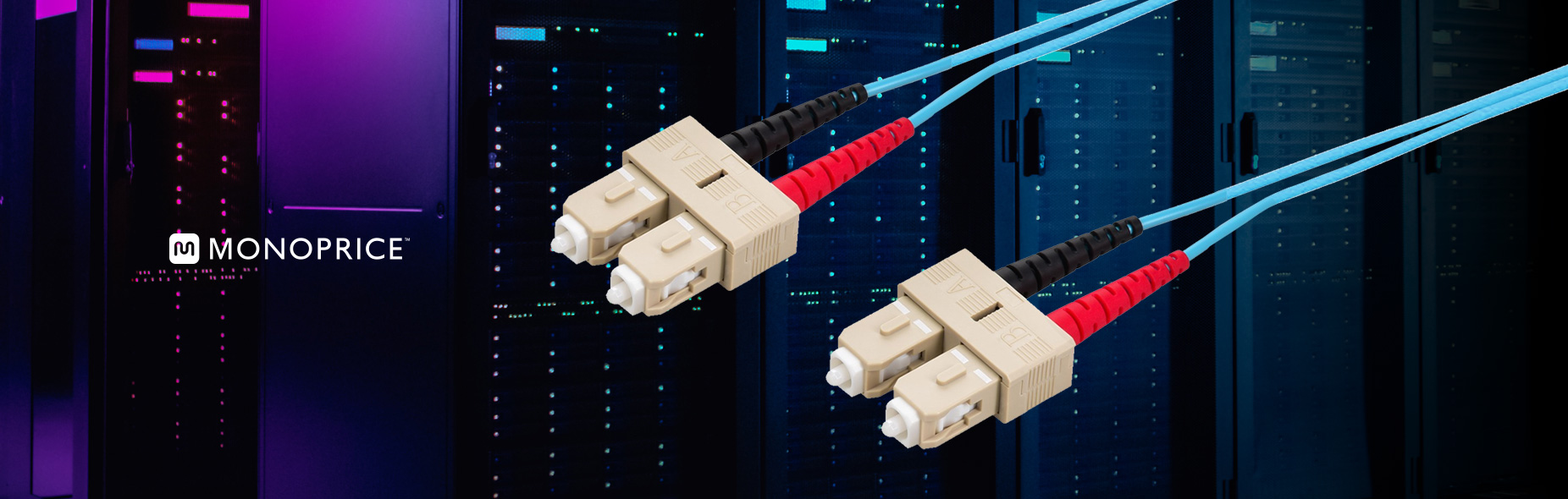 OM4 Fiber Optic Cable, SC/SC UPC, 10Gb, Duplex Multi-Mode 50/125 Type, UL, OFNR, Corning, Aqua