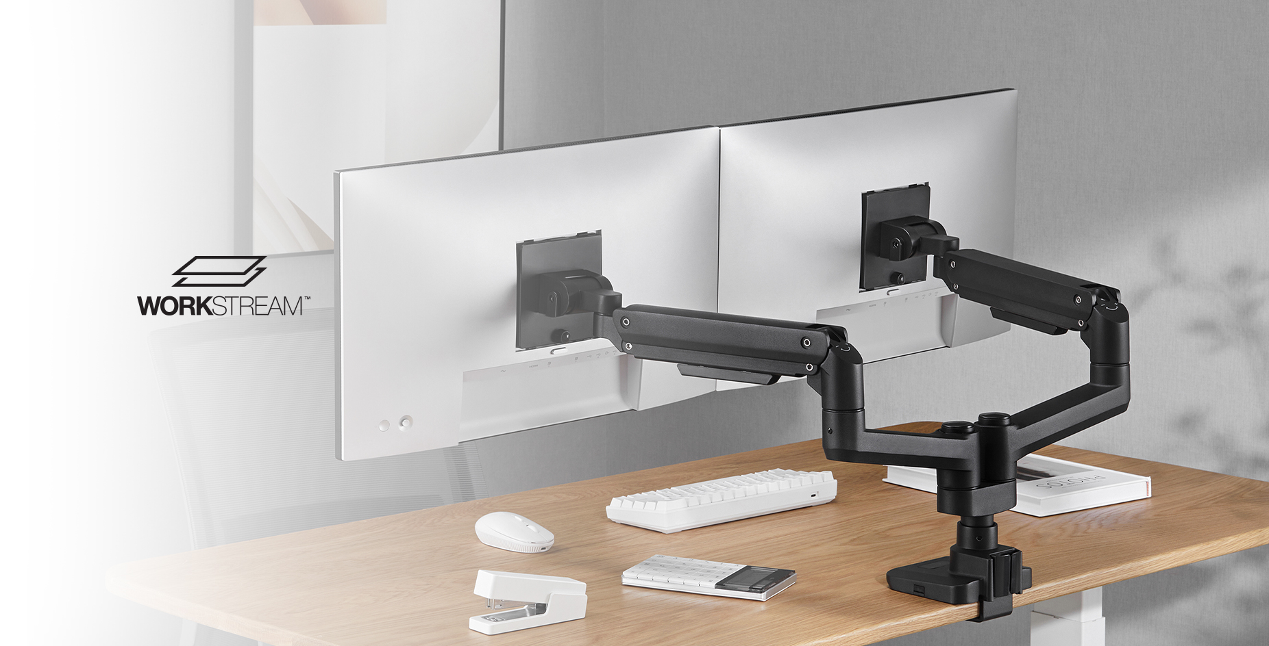 Workstream by Monoprice Heavy Duty Dual Monitor Gas Spring Desk