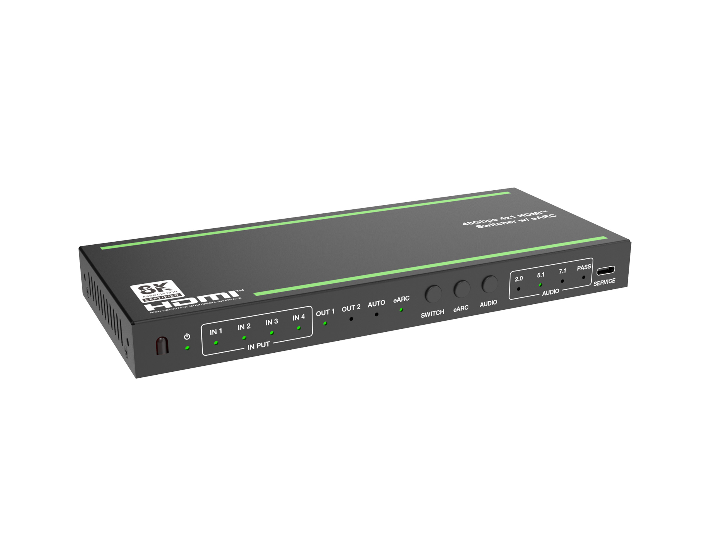 8K60 4x1 Video Switcher with HDMI plus Audio Extraction, CE